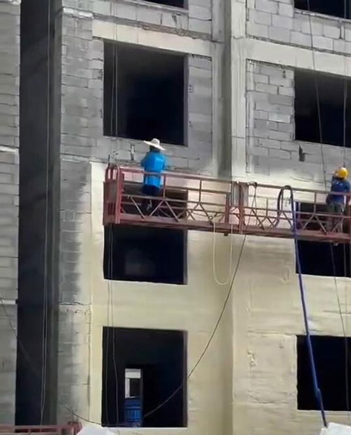 樓房外墻保溫層發泡聚氨酯噴涂案例